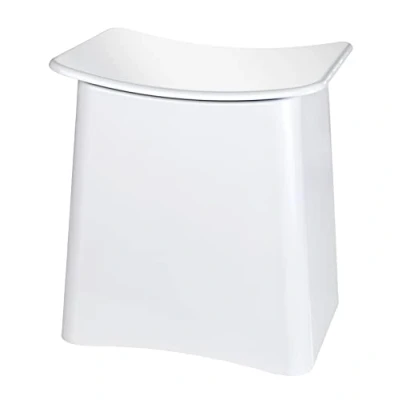 Imagen de WENKO Taburete Wing Blanco Contenedor para la Ropa Sucia, el baño con Bolsa extraíble