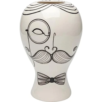 Imagen de KARE Favola Men jarrón, altura 30 cm, cerámica, negro/blanco