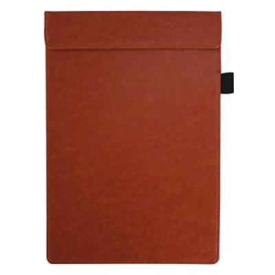 Imagen de Portapapeles A4 Carpeta de la PU con Magnético Clip Menu Sujeta Papeles Bloc Notas para Restaurante Cafetería Hotel, Marrón