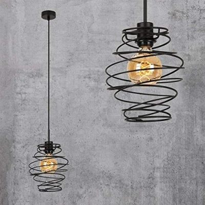 Imagen de BRILONER Leuchten luz de péndulo, lámpara péndulo 1 foco, colgante retro/vintage, black steel, 1x E27, máx. 60 vatios, negra, 210 x 1300 mm (diámetro alto)