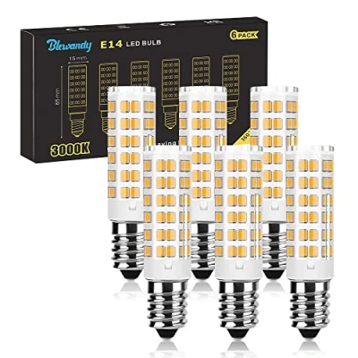 Imagen de Blewandy Bombillas LED E14 Luz Calida, 5W Equivalente a 50W, Bombilla 3000K 550LM, 360 ángulo Bajo Consumo, No Regulable, AC 220 240V, Pack de 6 Unidades