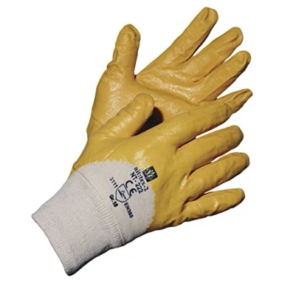 Imagen de Jah NT 222 Guantes de algodón con revestimiento nitrilo (12 pares, peso medio, puño punto, talla 8)