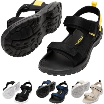 Imagen de CRESSI Pete Sandal Black/Yellow 37 Sandalia Unisex Ideal para los Días de Verano en la Playa, Diseñada el Confort y Practicidad Entornos Acuáticos, Negro/Amarillo,