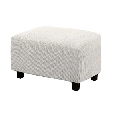 Imagen de WINS Funda de protección para reposapiés Rectangular, puf Cuadrada, Extensible, otomano, sofá Color Marfil