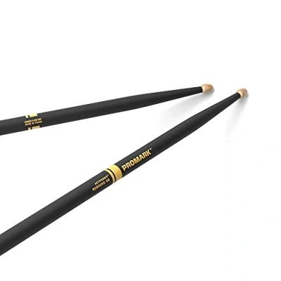 Imagen de ProMark Baquetas Bateria Rebound 5B ActiveGrip Se vuelve más pegajoso a medida que las manos sudan Acabado de agarre activo, Punta Bellota, Madera nogal americano 1 par