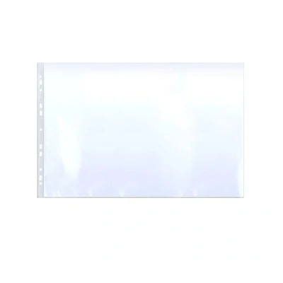 Imagen de Pack 10 Fundas Multitaladro Tamaño A3 (con 11 Taladros) Formato Apaisado Plegable REF.49603 80 Micras de Grosor, Extra Cristal Copy Safe by Office Box