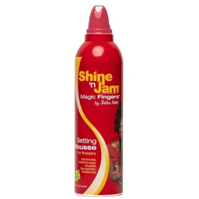 Imagen de Ampro Shine &#039;N Jam Magic Fingers Mousse fijador para trenzadores, sujeción extra firme, 354 ml