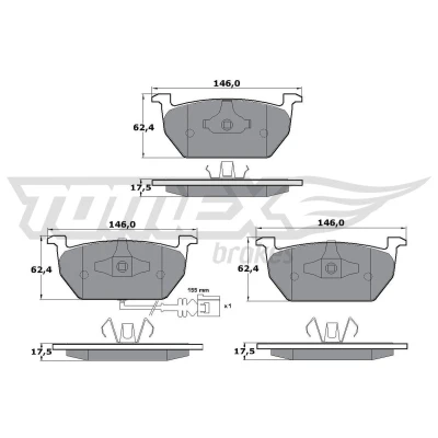 Imagen de TOMEX brakes TX 17 03 Juego de pastillas freno Eje delantero con contacto avisador desgaste SEAT: Leon III Hatchback, ST, SC