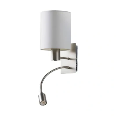 Imagen de Aplique de pared Lindby Shajan, 29 cm, textil, E27, brazo lectura LED