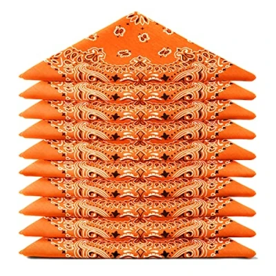 Imagen de Karl Loven EL BANDANA Lote de bandanas 100% Algodon primera calidad Paisley Panuelo Cabeza Cuello Bufanda Juego 20 Naranja (Modello Mandala)