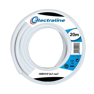 Imagen de Electraline 11425 h05vv f cavo per prolunghe, sezione 2x1 mm, lunghezza 20 m, bianco
