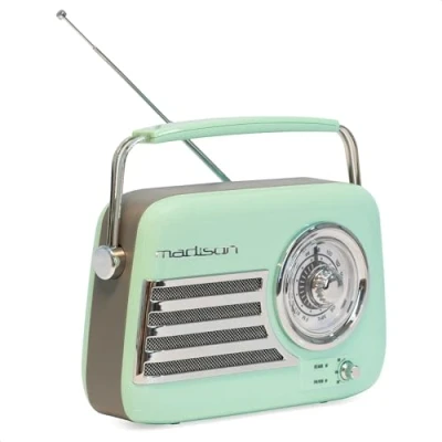 Imagen de Madison FREESOUND VR40GR Radio vintage de 30 W con batería larga duración Bluetooth, USB y FM Verde pálido Vintage, nostalgia, retro