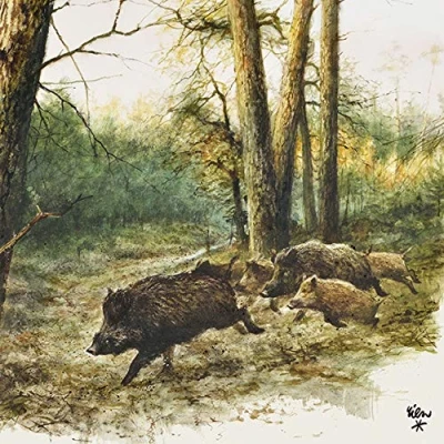 Imagen de 20 servilletas de jabalí en el bosque como decoración mesa para otoño con diseño animales 33 x cm