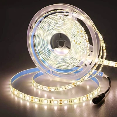 Imagen de JOYLIT 12V Tiras LED Iluminación Blanco Cálido 300 LEDs SMD5050, 5M IP65 Impermeable 3000 3500K Luces para Armario, Dormitorio, Muebles, Cocina