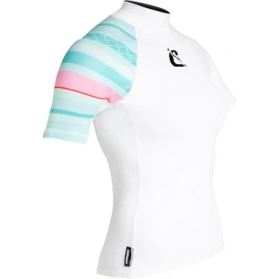 Imagen de Cressi Shield Lady Rash Guard Short/SL Rashguard de protección para Sup y Deportes acuáticos, Unisex Adult, Blanco/Aguamarina, S/2