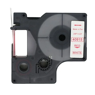 Imagen de BROVACS 1 paquete de cinta etiquetas roja sobre blanca compatible con DYMO D1 40915 9 mm 3/8 pulgadas OPA2115