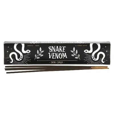 Imagen de 15 varillas de incienso opio oscuro veneno serpiente: paquete vegano, enrollado a mano y fragante con soporte. Precaución: comprar en línea