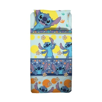 Imagen de Stitch Juego de sábanas para Cama Plaza y Media, Media Disney, sábana encimera, Bajera Ajustable, Funda Almohada, Azul, 100% algodón, Producto
