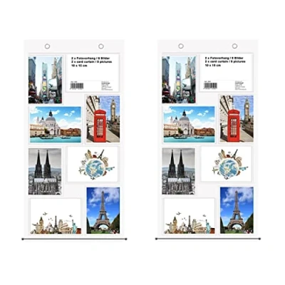 Imagen de trendfinding® Soporte para fotos de 10 x 15 cm Formato vertical y apaisado Ideal fotografías postales 2 soportes con 8 ranuras