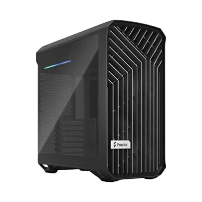 Imagen de Fractal Design Torrent Compact Black Dark Tint Tempered Glass Side Panels Open Grille for Maximum Air Intake Two 180mm PWM Fans Included Type C ATX Airflow Mid Tower PC Gaming Case