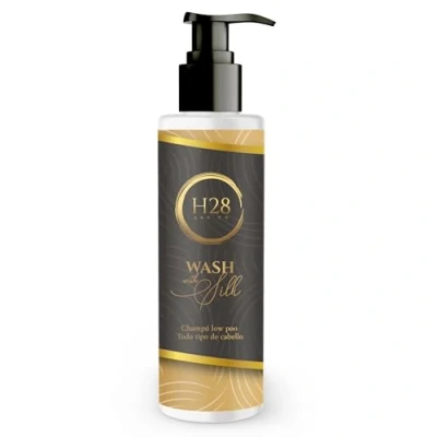 Imagen de H28 and Co Wash with Silk. Champu sin Sulfatos Low Poo Metodo Curly. Uso Frecuente Diario para todo tipo de Cuero Cabelludo y Pelo Rizado. Limpieza Suave Rizos Ondas resecar