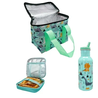 Imagen de NERTHUS FIH 1288 Set Dinosaurios Isotérmico Bolsa de Almuerzo + Botella Ultraligera Sandwich