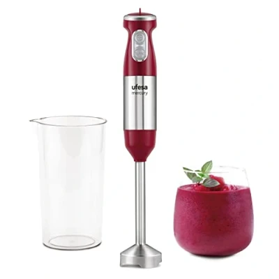 Imagen de Ufesa BP3500 Mercury Batidora de Mano, 1000W, Función Turbo, 4 Cuchillas, Diseño Ergonómico y Anti Salpicaduras, Color Rojo, Vaso Medidor Incl., Sin BPA