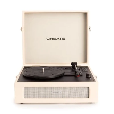 Imagen de CREATE/RECOR Player Retro/Tocadiscos Retro Beige/con Bluetooth, USB, SD, MicroSD y Mp3