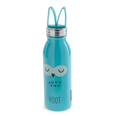 Imagen de Aladdin Zoo Thermavac Botellas Termicas Agua Acero Inoxidable 0.43L Búho Se Mantiene Fría 7 Horas Lazo Para Dedo de Silicona Suave Botella Niños Colegio Libre BPA