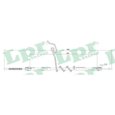 Imagen de LPR C0296B Cable de Freno Mano 1282/993 Tambor FORD: Transit Mk5 Furgón, Mk6 Camión plataforma/Chasis