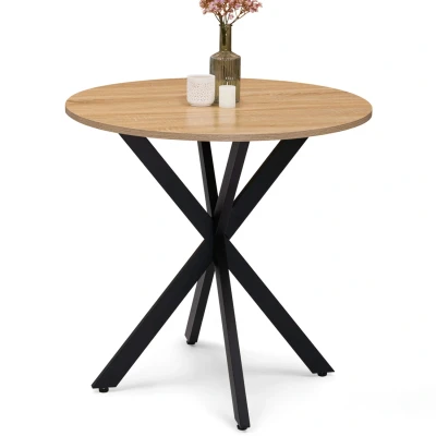 Imagen de IDMarket Alix Mesa de comedor redonda para 2 4 personas, pie araña madera y negro, 80 cm