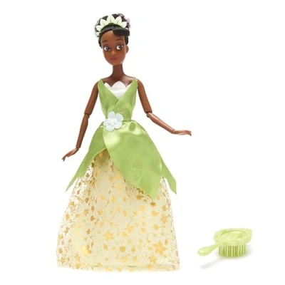 Imagen de Disney Store Official, Tiana y el Sapo, Tiana, muñeca clásica, 29 cm, de Princesa Totalmente posable con un Elegante Vestido, Incluye Cepillo Juguete, para Mayores 3 años