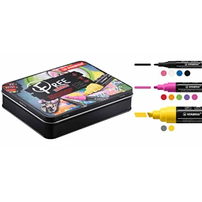 Imagen de Marcador acrílico STABILO FREE Acrylic Set de inicio con 11 colores (4xT100, 5xT300 y 2xT800)