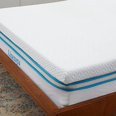 Imagen de Linenspa Sobrecolchon Viscoelastico Topper para colchon 150 x 200 cm Grosor 7,5 con Gel y funda cremallera lavable Oeko Tex