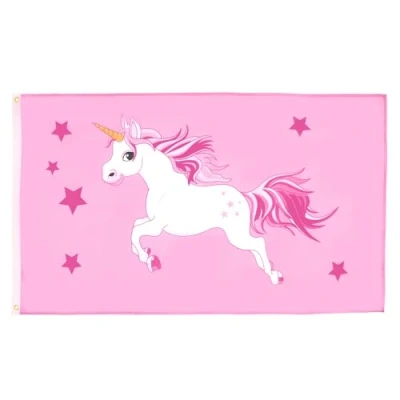 Imagen de AZ FLAG Bandera Unicornio Rosa 90x60 cm 100% Poliéster Con Ojales de Metal integrados 50g Colores Vivos Y Resistente A La Decoloración