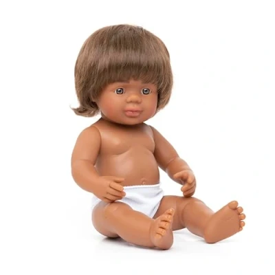 Imagen de Miniland Muñeco bebé Aborigen Australiano niño de 38cm, Fabricado en Vinilo Suave. Presentación Bolsa Transparente.