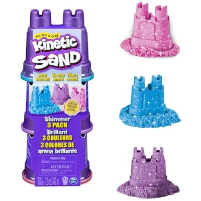Imagen de KINETIC SAND Arena MÁGICA Brillante 3 Packs de 340g Mágica con purpurina colores para Mezclar, Moldear y Crear Kit Manualidades Niños 6053520 Juguetes Años +