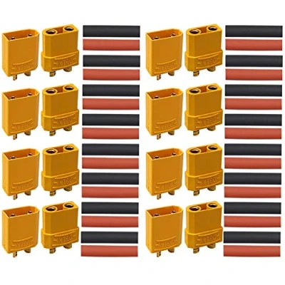 Imagen de QitinDasen 16Pcs Premium XT90 Bullet Connector, 8 Pair Macho Hembra Bateria Conector Adaptador con Tubo Termorretracción, para RC Coche/Barco/LiPo Batería