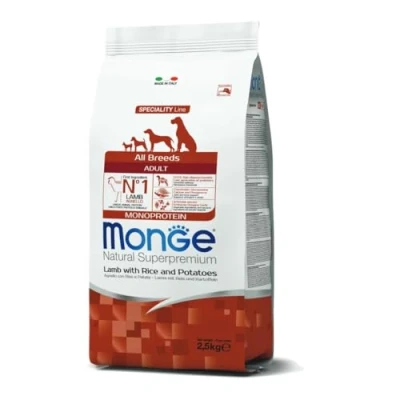 Imagen de Monge Alimento All Breeds con Cordero/arroz/Patatas Envase de 2,5 Kg Completo para Perros Adultos Razas Medias
