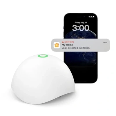 Imagen de Meross Detector de Agua Inteligente, Sensor Fugas WiFi, Kit Alarma para Cocina, baño y Sótano, Compatible con Apple HomeKit, Alexa SmartThings (Requiere HUB)