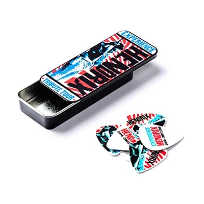 Imagen de JIM DUNLOP Púas Jimi Hendrix, Tribute Tour, medium, Caja en Metal de 6