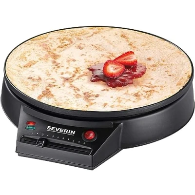 Imagen de SEVERIN crepera eléctrica, plancha redonda para crepes dulces y salados, máquina XXL de 30 CM con regulación continua la temperatura, negro, 2198