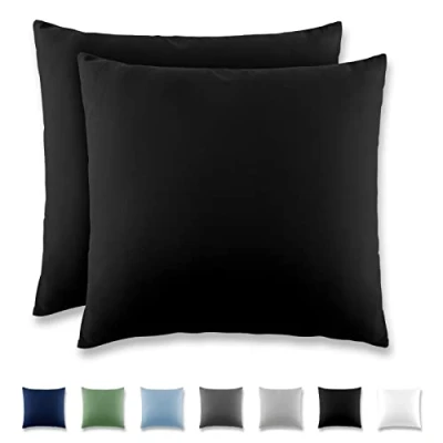 Imagen de REDKEY Funda Almohada Juego de 2 Fundas Almohadas 40x40 cm, con Solapa (sin Cremallera), Transpirable Suave Antiarrugas Microfibra Negro