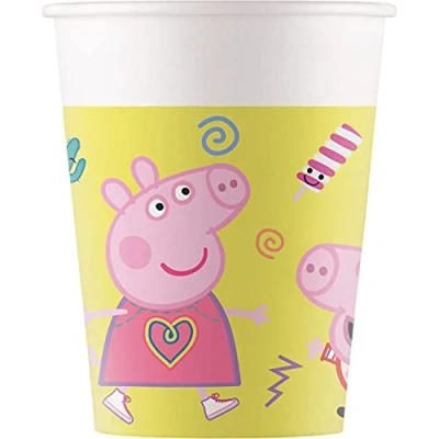 Imagen de Procos 93471 vasos de fiesta Peppa Pig, capacidad máxima 200 ml, 8 unidades, desechables papel, cumpleaños infantiles, vajilla fiesta, FSC® Mix