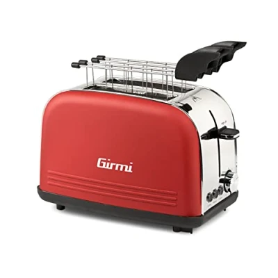 Imagen de Girmi TP5702 Tostadora, 850W, Pinzas de Acero, con 8 niveles cocción, Apagado automatico, Rojo
