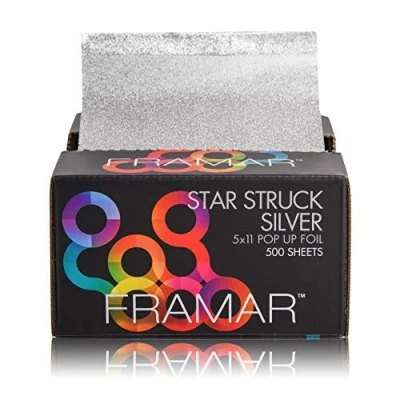 Imagen de Framar Silver Embossed Pop Up Hair Foil, Láminas para el cabello mechas, de peluquería resaltar, colorear 500 hojas
