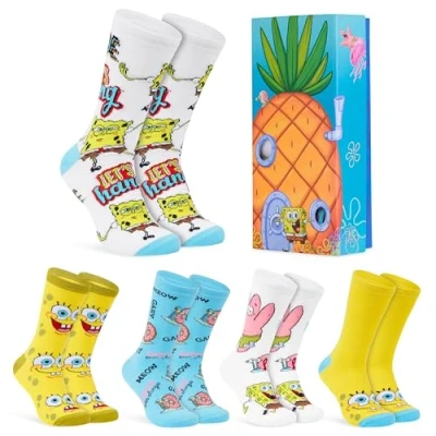 Imagen de SpongeBob Squarepants Calcetines Hombre Divertidos de Bob Esponja Pack 5 (Multicolor)