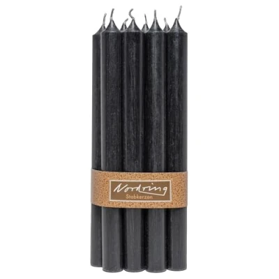 Imagen de Nordring 8 velas rústicas, color negro, 2,2 x 18 cm de alto, teñidas con certificado RAL