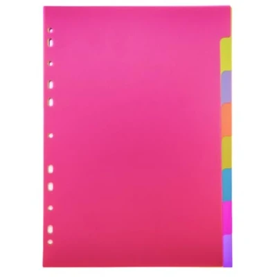 Imagen de Plus Office Separadores A4 para Archivador, Índices Carpeta, Carpesano y Archivador de 2 a 4 anillas, Polipropileno Ideales Oficina Escuela (8 Posiciones)