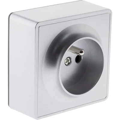 Imagen de Zenitech Toma de superficie simple 16A plateada Gama Vulco